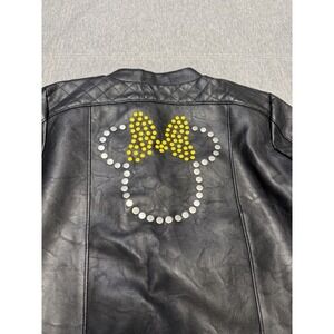 Disney Minnie Rocks The Dots Jacket Sz 10 moto studded mickey Faux‎ Leather